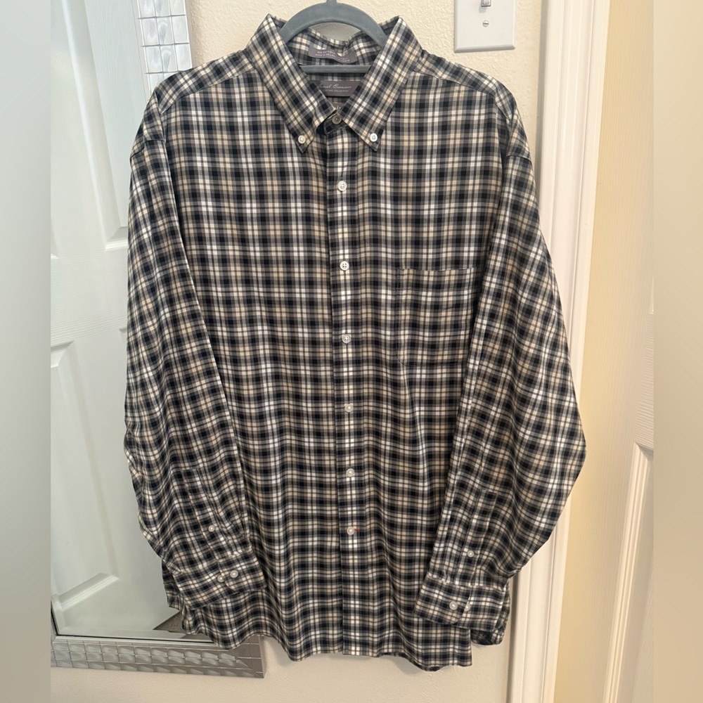 Daniel Cremieux Black and White Plaid Button-Down Shirt - XL
